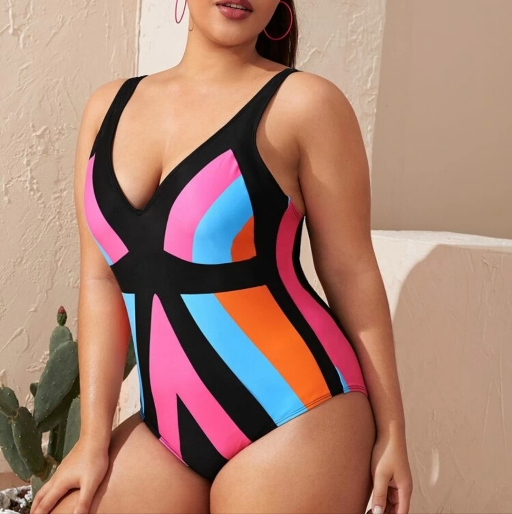 Plus Color Block One Piece Swimsuit size 2X